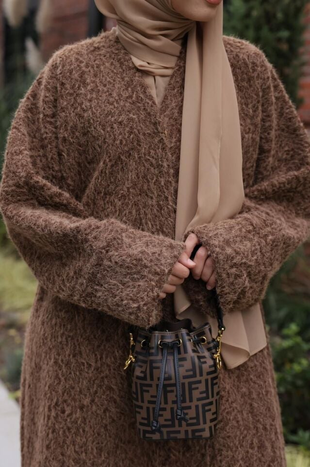 Tüylü Camel Kaşe Abaya