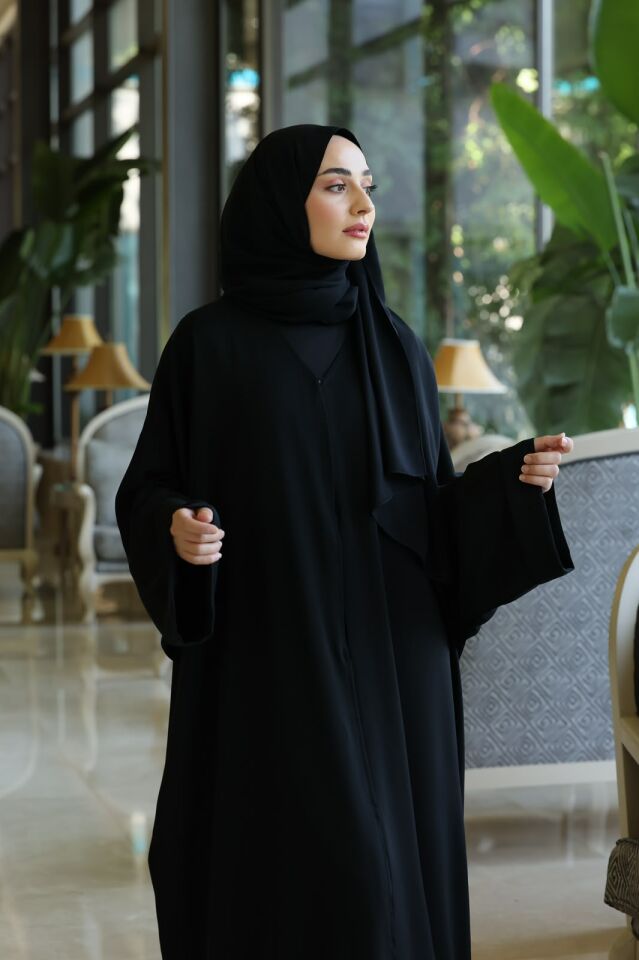 Sırt Pile Detaylı Suud İpek Abaya